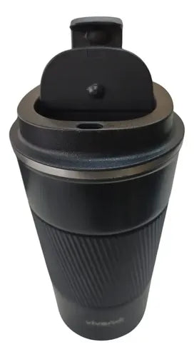 Vaso Promo Termico Acero Inox Con Tapa Frio Calor Vivendi Negro Liso