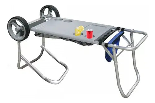 Carrito Playa Portatil Plegable Extensible Con Red Botafogo  Gris