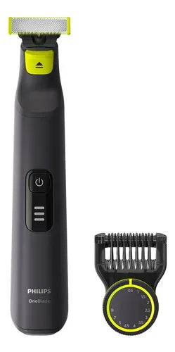Afeitadora Philips Oneblade Pro Qp6532/10 - Peine Ajustable Con 12 Longitudes, 90 Min De Uso Continuo Y 100% A Prueba De Agua Negro