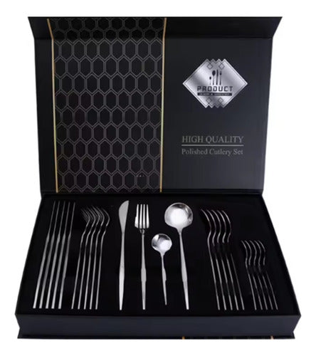 Set De Cubiertos Tm Juego X 24 Piezas Acero Inox Plata Gris