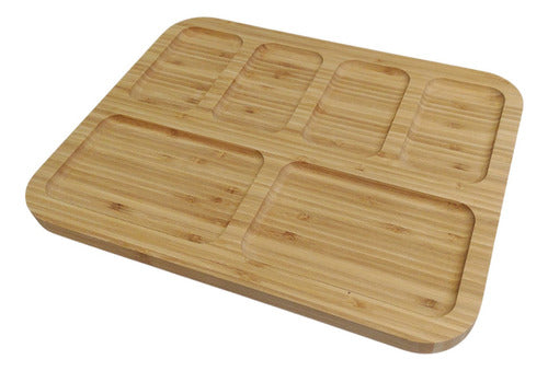 Bandeja De Bamboo Con Tapa Acrílico Para Picadas Marrón Claro