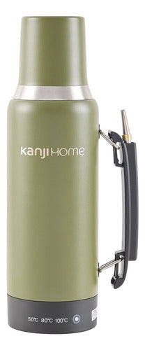 Termo Eléctrico T-mate 1 Litro Tapa Mate Y Bombilla Color Verde Kanjihome