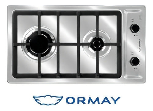 Anafe Con Alimentación A Gas Ormay Carmin Ix Color Acero 2 Hornallas