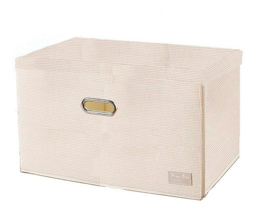 Caja Organizador Plegable Con Tapa De Poliester De 50x40 Cm Beige
