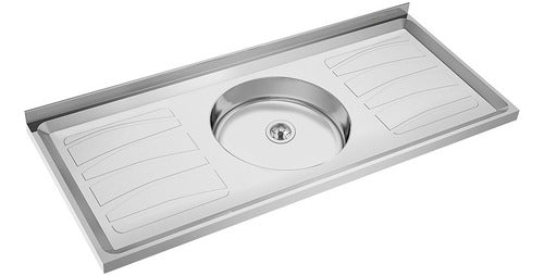 Mesada Bacha Central Acero Inox 120cm Delos Duranox 430 Cts