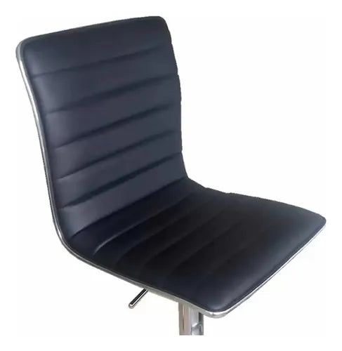 2 Banquetas Altas Taburete Tapizado Respaldo Negra Vivendi Cromado Negro