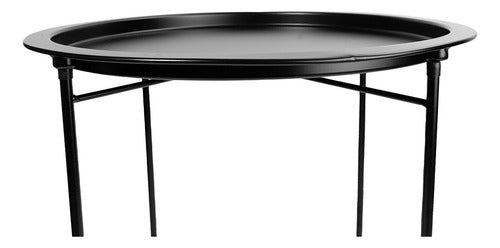 Mesa Ratona Auxiliar Redonda Plegable Bandeja Desmontable Negro