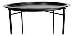 Mesa Ratona Auxiliar Redonda Plegable Bandeja Desmontable Negro