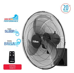 Ventilador Pared Orbital Liliana Vw20powr Control Remoto 50.8 Cm Negro Metal 3