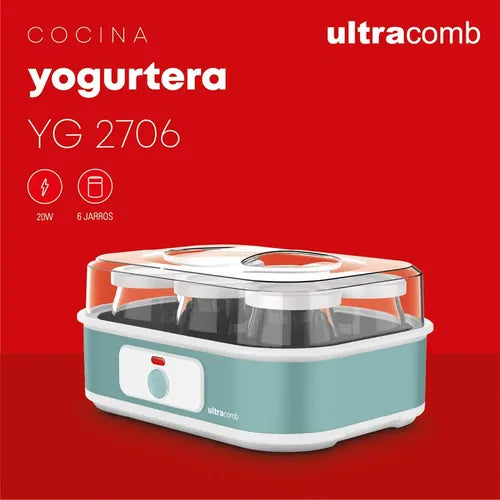 Yogurtera Ultracomb Yg-2706 6 Jarros Vidrio 1080ml 20w Celeste