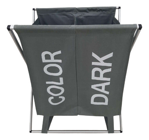 Cesto Organizador Para Ropa Sucia Plegable De 2 Divisiones Gris