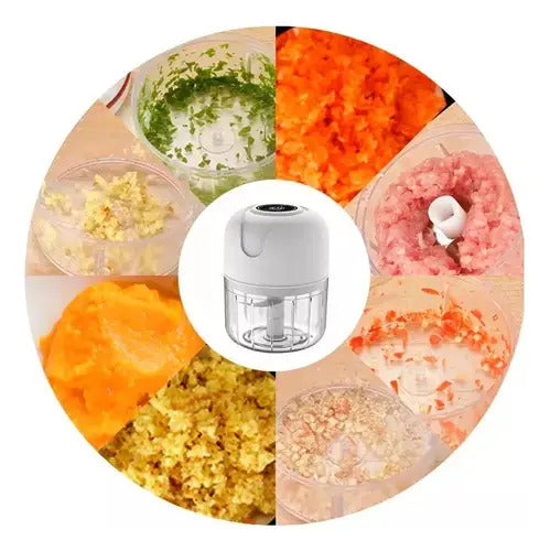 Mini Picadora Electrica Procesadora Alimentos Portatil Usb Blanco
