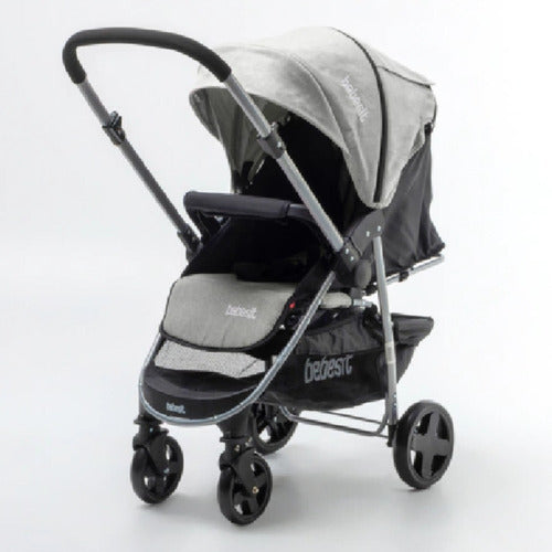 Coche De Paseo Bebesit 1390-e Gris Con Manillar Rebatible Gris Plateado