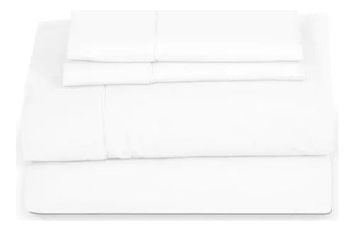 Juego Sabanas Queen Size Vivendi Premium Blanco 300 Hilos Cs Blanco Liso