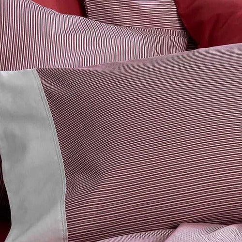 Juego De Sábanas Cannon Queen 2 Plazas 1/2 Bordo Rayada Cts Bordó Rayas