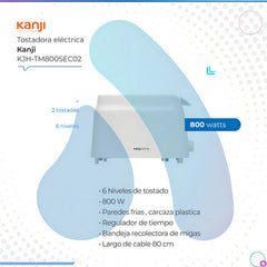 Tostadora Kanji Tm800sec02 2 Rodajas 800w Reg Tiempo Color Blanco