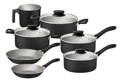 Batería De Cocina Completa Tramontina 7 Pzas Linz Aluminio Color Gris Oscuro