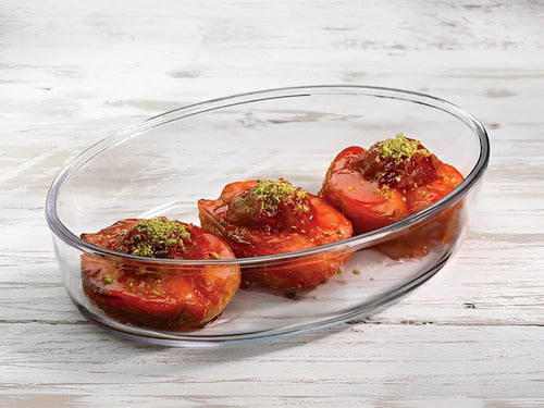 Juego De 3 Asaderas Bandejas Ovaladas Vidrio Templado Color Transparente