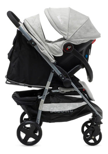 Cochecito Huevito Travel System Y Manillar Rebatible Bebesit Gris Claro