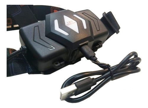 Linterna Minero Vincha De Cabeza Led Usb Bateria 1 Luz Cts Blanco Negro