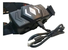Linterna Minero Vincha De Cabeza Led Usb Bateria De 1 Luz Blanco Negro