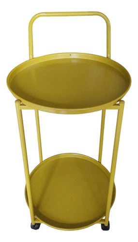 Mesa Carro Bar De Metal De 2 Niveles 4 Ruedas Tm Dorado Dorado Oscuro