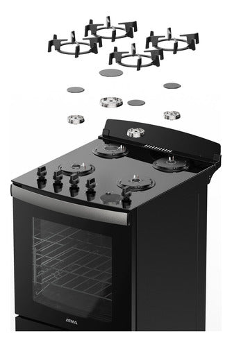 Cocina Multigas Atma Ccmo56n Mesada Vidrio Templado 56cm Negro