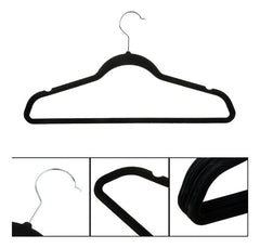 Perchas Slim Terciopelo Antideslizante Delgadas X 5 Tio Musa Color Negro