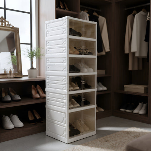 Organizador Plegable Plastico De Zapatillas 6 Cajones VIVENDI Blanco