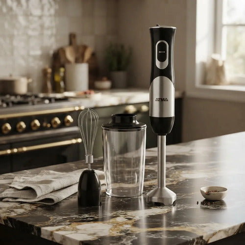 Mixer Licuadora De Mano Atma Lmat21122in Vaso 500ml Batidor Negro