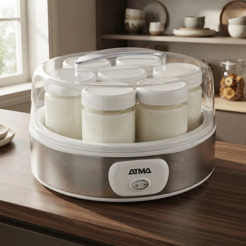 Yogurtera Atma Ymat26n 7 Frascos De Vidrio De 150ml C/u 15w Blanco