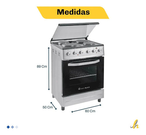 Cocina Electrica Kanjiblack 60cm Kjh-ekxl01v Plateado