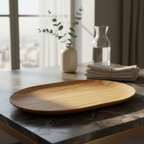 Bandeja Oval Rectangular Madera Laminada Carol 40x25x1,5 Cm Madera