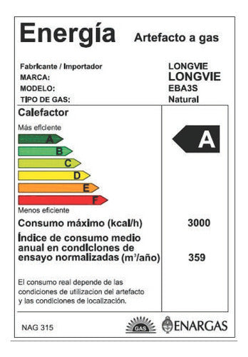 Calefactor Longvie A Gas 3000 Tiro Balanceado Eba3s Color Crema Tiza