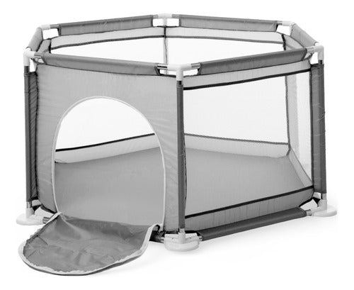 Corralito Hexagonal Estructura De Caño Bebesit 2119-a Gris Liso