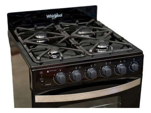 Cocina A Gas Whirlpool Wfn57di Negra Hierro 4 Hornallas 56cm Negro