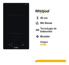 Anafe De Inducción Whirlpool Wdj28 De 30cm Negro