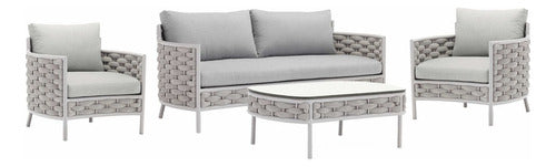 Juego Sillones Living Jardin Exterior Aluminio Loop Tio Musa Color Gris
