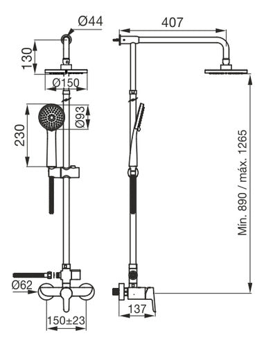 Griferia Fv Puelo Monocomando Ducha 0312/b5 Con Duchador