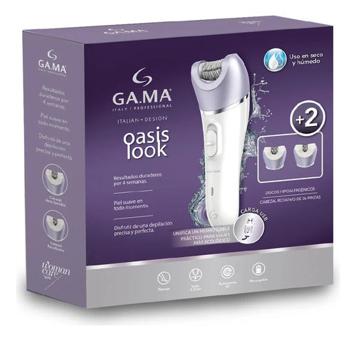 Depiladora Inalambrica Gama Oasis Look Usb 2v Humedo Seco Ct Blanco/violeta