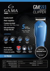 Cortadora De Pelo Gama Gm593 13 Piezas Profesional Magnetic Azul