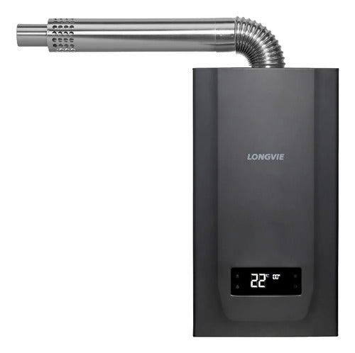 Calefon A Gas T/b Forzado Longvie Cbf15g Gris Oscuro Gn
