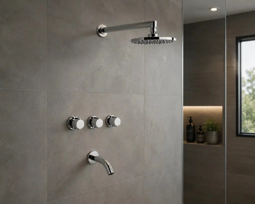 Grifería Ducha Bañera Con Trans Fv California Plus 0103/17p Plateado Cromado