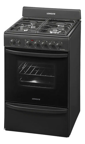Cocina A Gas Longvie 19501g 56cm Grafito Encendido Una Mano Grafito