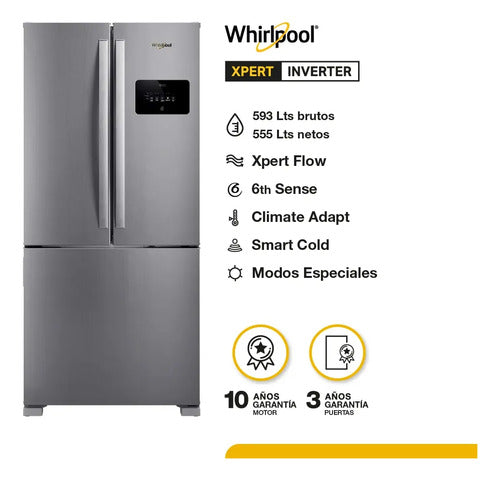 Heladera No Frost Whirlpool Wro85mk Inverter French Door Inox