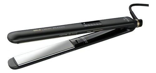 Planchita De Pelo Gama Led Dual Plates Gold Digital Ceramic Negro