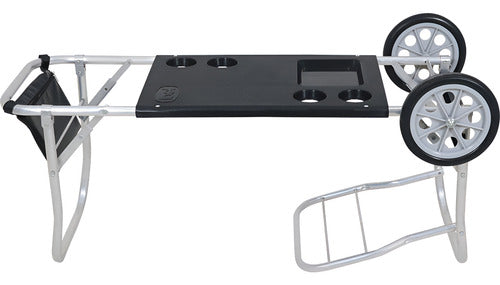 Carrito Playero Aluminio Playa Porta Reposeras Sombrilla Bel Negro