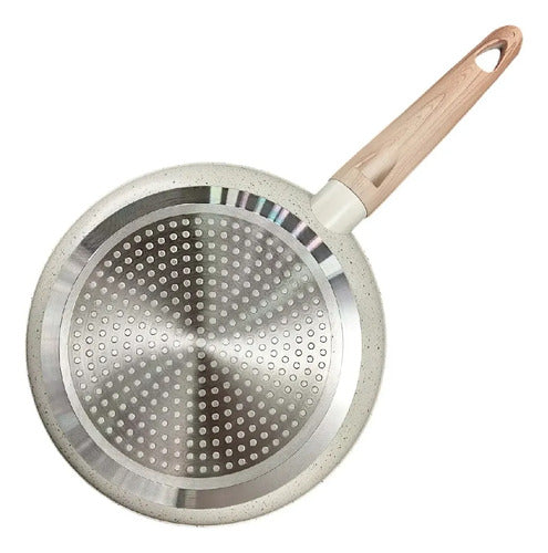 Set Sartenes Carol 20/24/30 Granito Crema Induccion Crema