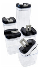 Set X 5 Contenedores Herméticos Apilables Plasticos Vivendi Negro