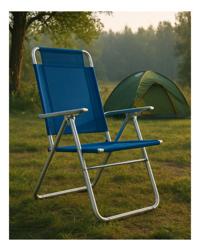 Reposera Plegable 5 Posiciones Aluminio Descansar Azul 90kg 92cm Varios